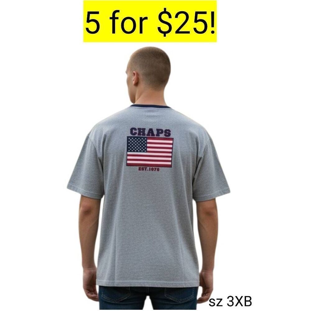 Chaps Red White and Blue American Flag USA Short Sleeve T- Shirt